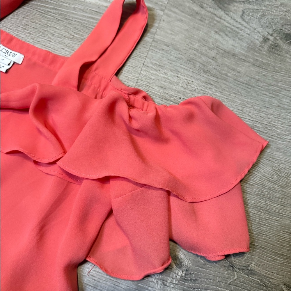 •J.CREW• CORAL RUFFLE BLOUSE - Picture 5 of 6